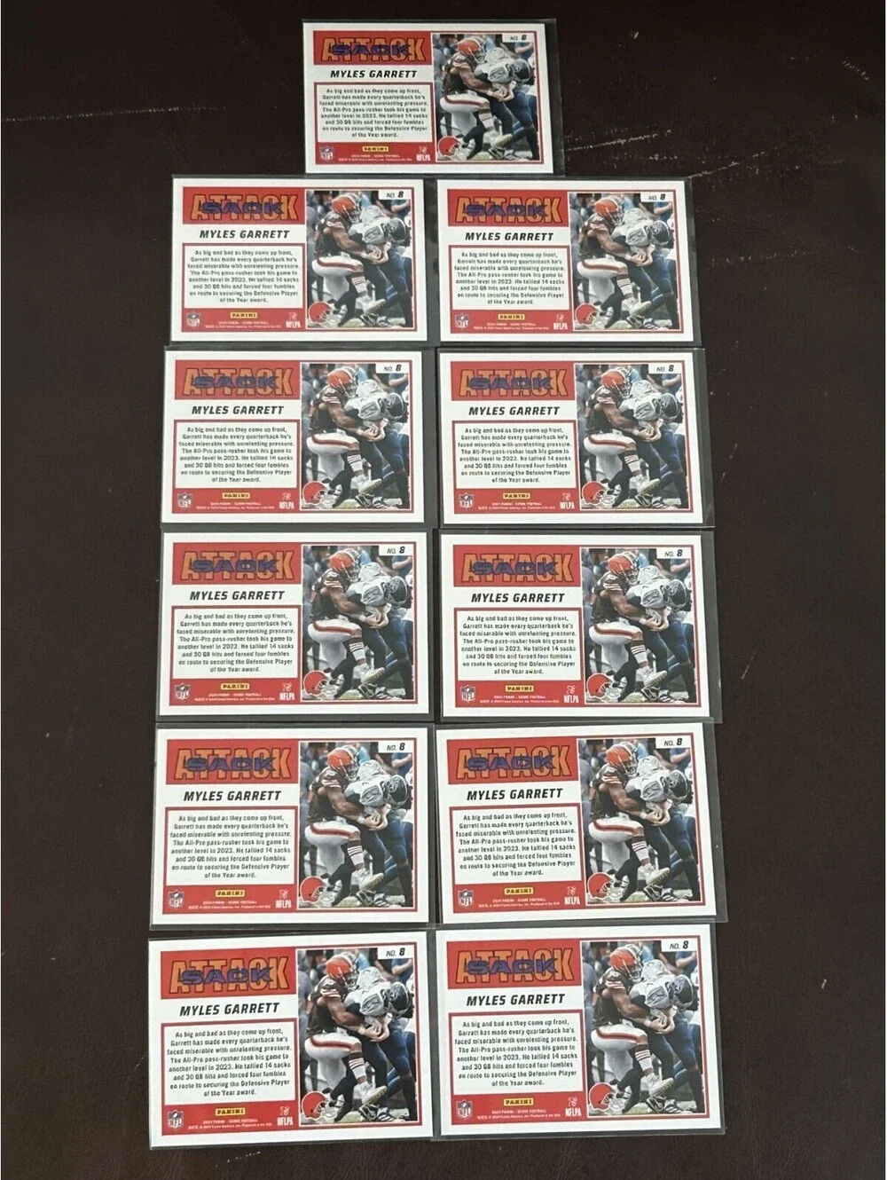 MYLES GARRETT PANINI COLLECTION 2024 SCORE SACK ATTACK PURPLE INSERT + 11 NM LOT